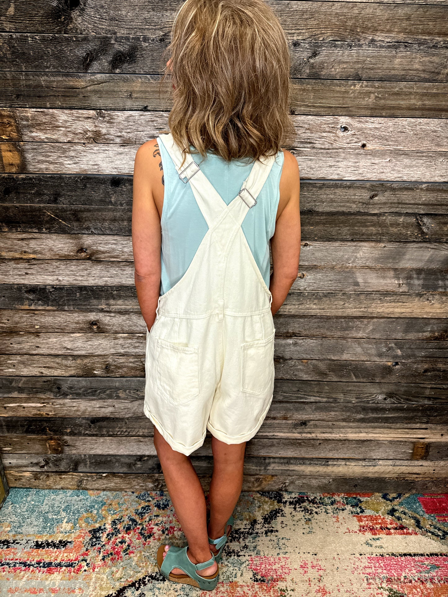 Ivory Denim Overall Romper