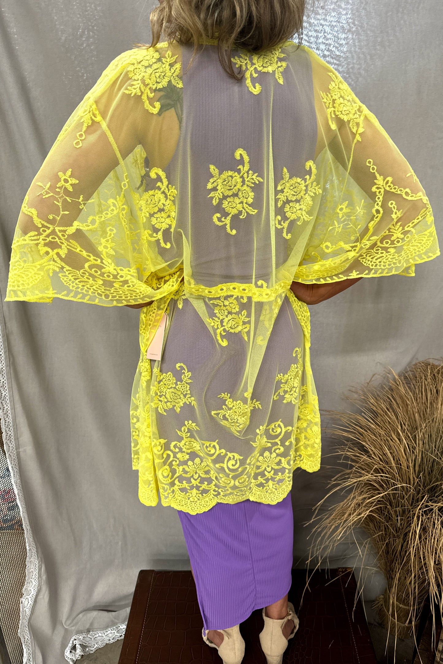 Yellow Embroidered Kimono