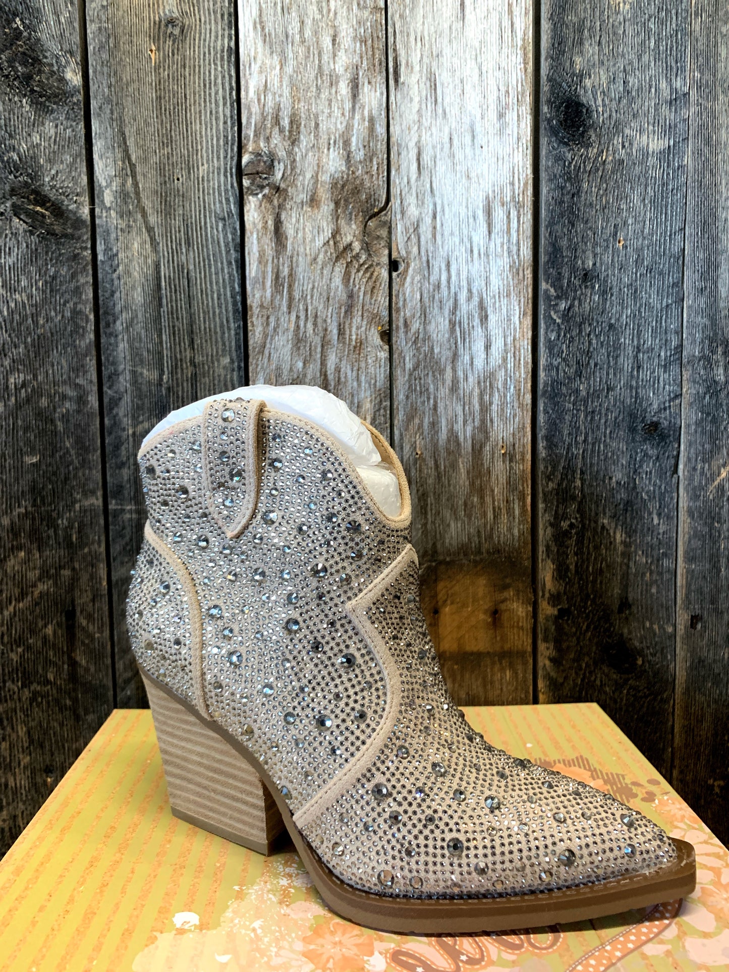 Very G Taupe Jeweled Bootie