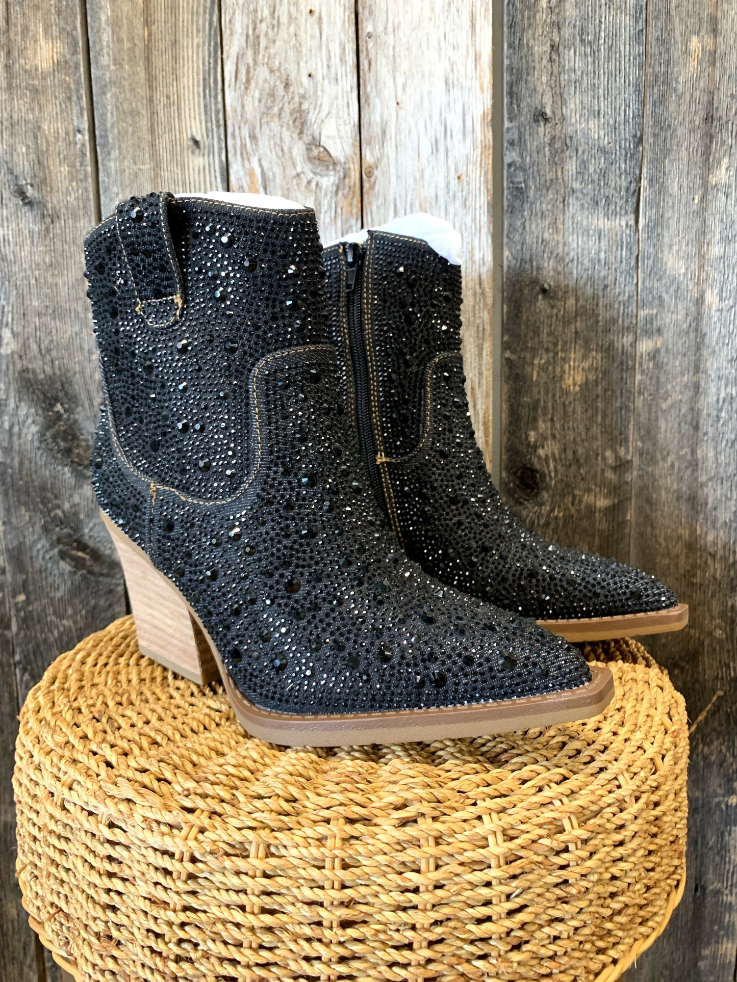 Very G Black Bling Booties