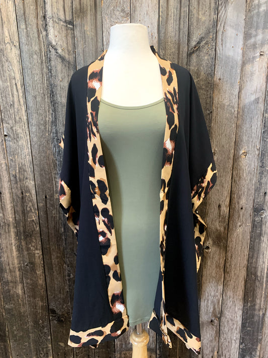 Leopard Trim Kimono
