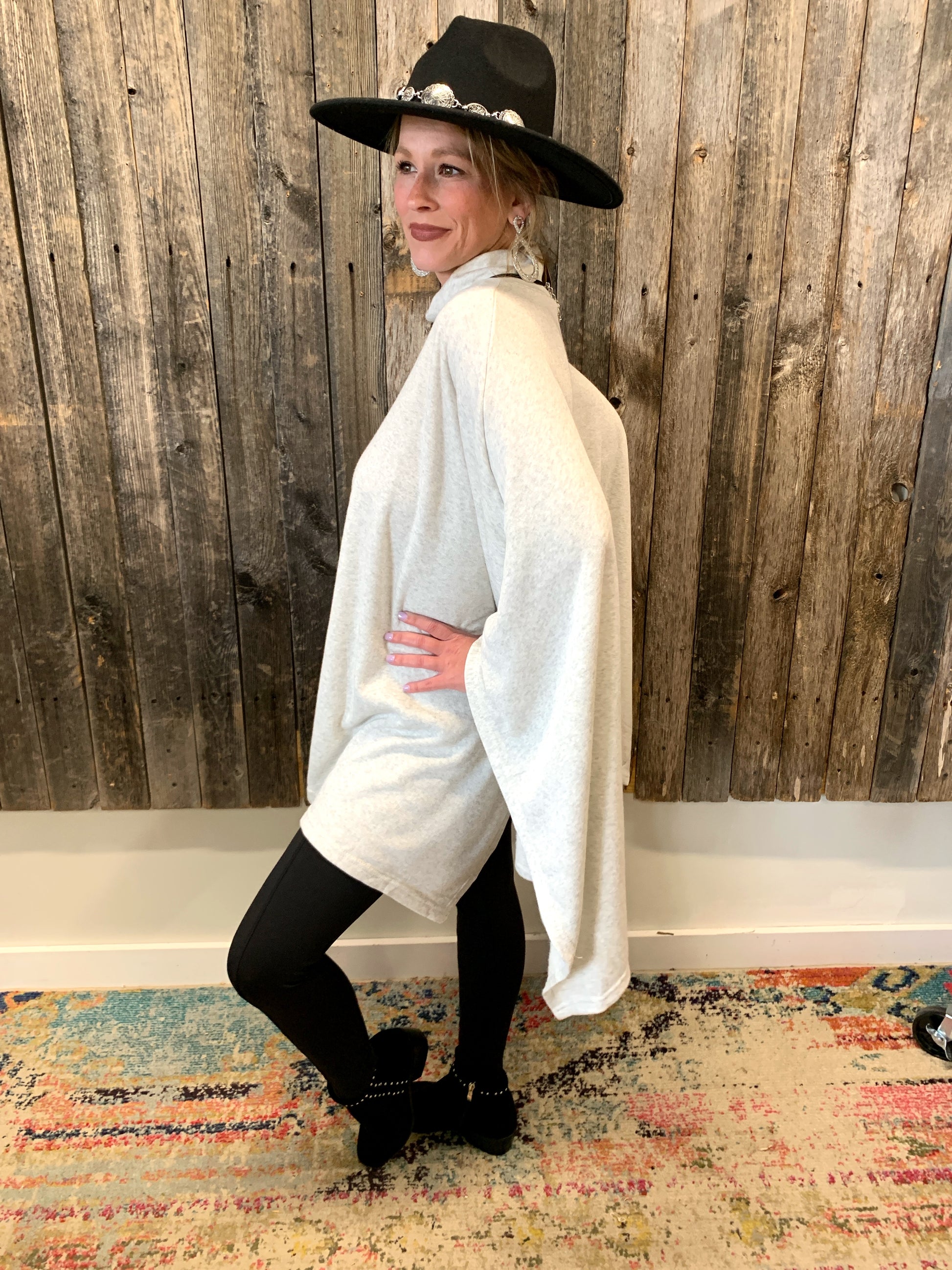 Heather Turtle Neck Poncho Kickin Colt Boutique