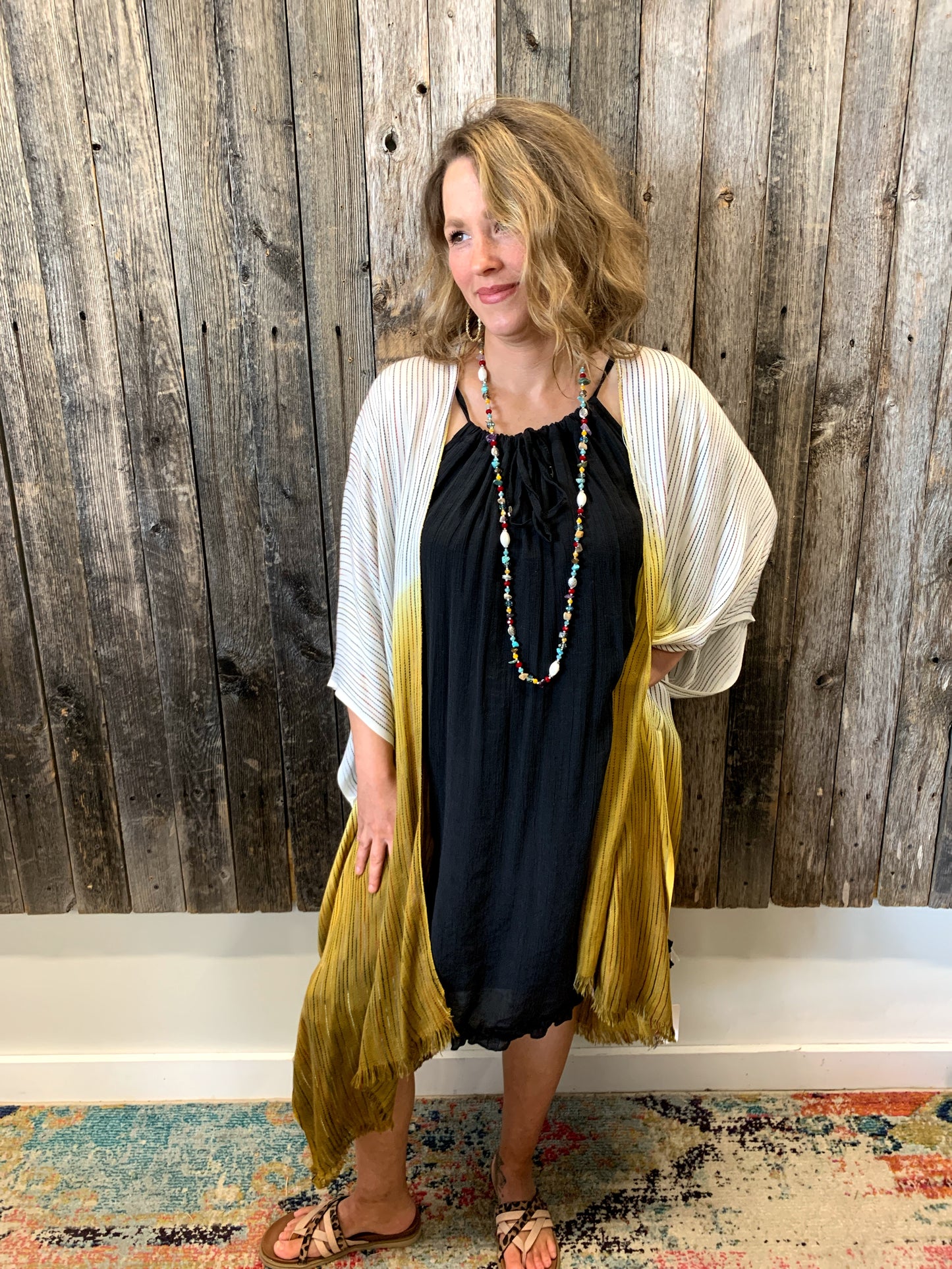 Mustard Hombre Stiped Kimono Kickin Colt Boutique